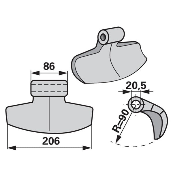 Schlaghammer 120.34-0-4 zu Schanzlin Mulcher – Hämmer für Mulcher Ersatzteil