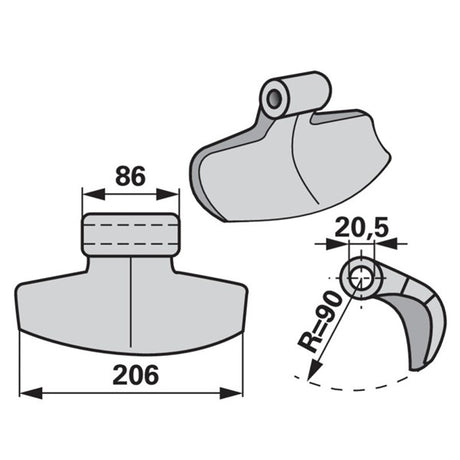 Schlaghammer 95722004 zu Berky Mulcher – Hämmer für Mulcher Ersatzteil