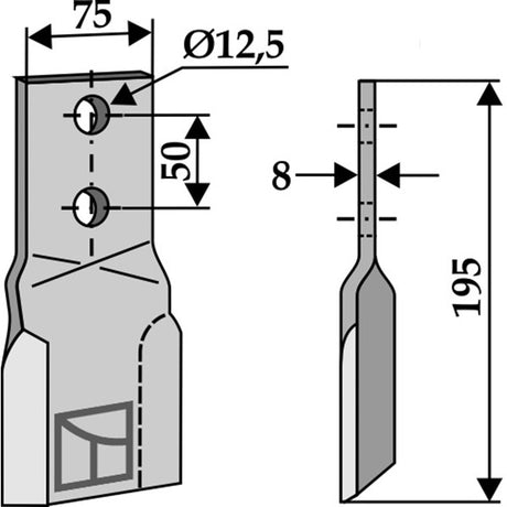 Schlegelmesser rechts 3.13282 zu Perfect Mulcher – Messer für Mulcher Ersatzteil
