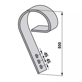 Schleppzinke - 80x10 mm - Länge 500 mm – Striegel Zinken Ersatzteil