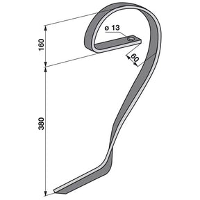 Schleppzinke - links - 32x12 mm – Grubber Zinken Ersatzteil