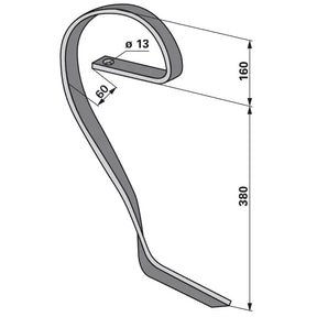 Schleppzinke - rechts - 32x12 mm – Grubber Zinken Ersatzteil