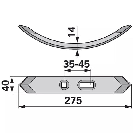 Schmalschar - Arbeitsbreite 40mm - Lochabstand 35 - 45 – Schare Ersatzteil