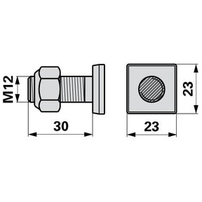 Spezialschraube M12 x 30 mm, zur Sohlenbefestigung Aebi 104.4796 – Schrauben Ersatzteil