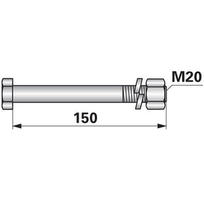 Schraube mit Mutter M 20 x 2,5 x150 mm zu Berky Mulcher – Mulcher Ersatzteil