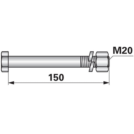Schraube mit Mutter M 20 x 2,5 x150 mm zu Berky Mulcher – Mulcher Ersatzteil