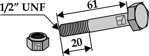 Schraube mit Sicherungsmutter - 1/2''UNF zu Lemken
