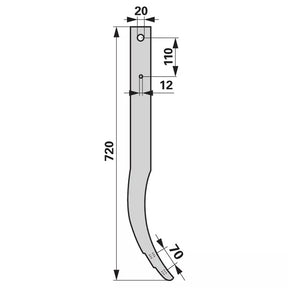 Schwergrubberstiel - 60x25 mm - Länge 720 mm – Grubber Stiele Ersatzteil
