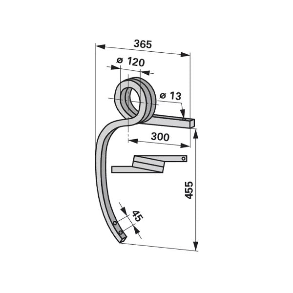 Gedrehter Schwergrubberstiel - links - 25x25 mm - Länge 455 mm - Variante 1 – Grubber Ersatzteil