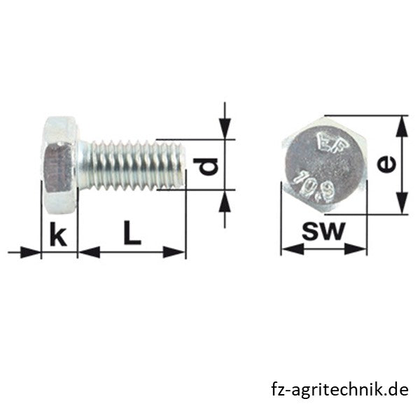 Sechskantschraube M12x40 mm zu Jurop – Schrauben Ersatzteil