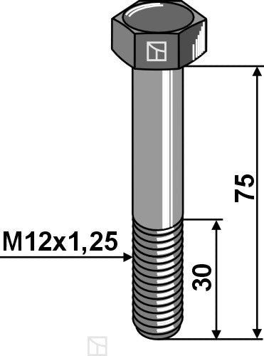 Sechskantschraube mit Feingewinde - M12x1,25X75 - 8.8 40100148 zu Del Morino
