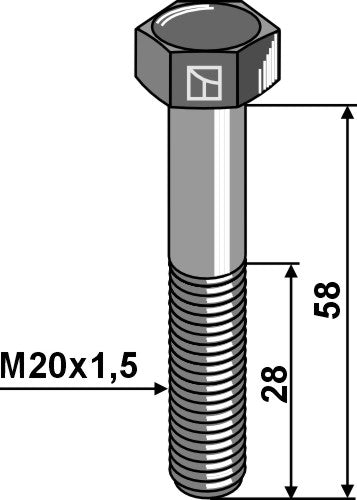 Sechskantschraube mit Feingewinde - M20x1,5X58 - 10.9 301 4235 zu Lemken
