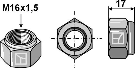 Selbstsichernde Sechskantmutter - M16x1,5 - 10.9 86500302 zu Strautmann