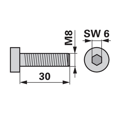Spannschraube M8 x 30 mm DIN6912 – Schrauben Ersatzteil
