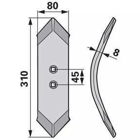 Spitzschar - Arbeitsbreite 80 mm – Grubber Spitzen Ersatzteil