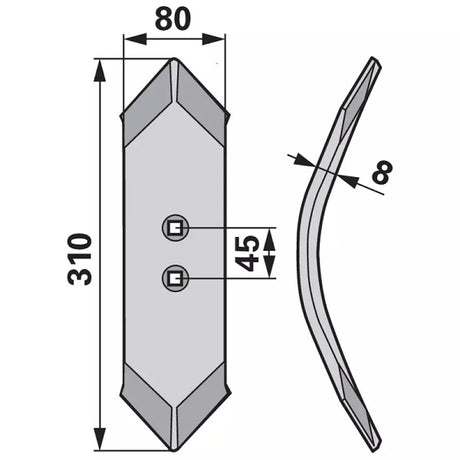 Spitzschar - Arbeitsbreite 80 mm – Grubber Spitzen Ersatzteil