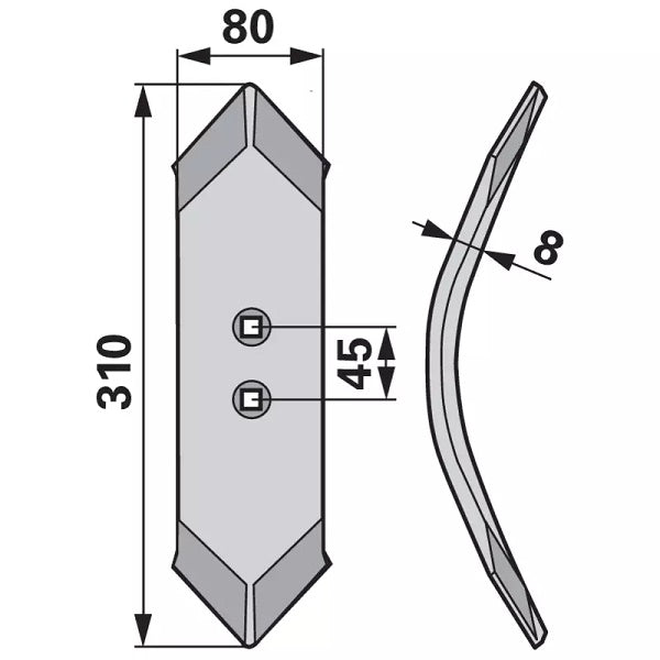 Spitzschare - S = 8 mm – Grubber Spitzen Ersatzteil