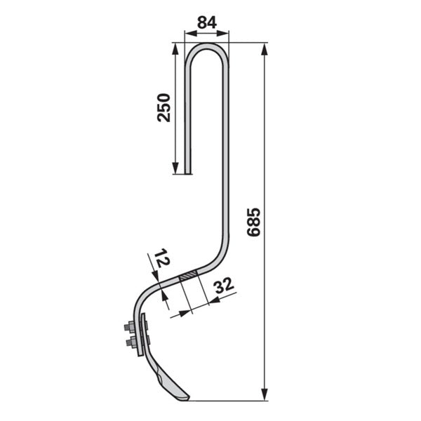 Spurlockererzinke 32 x 12 x 685 mm – Grubber Zinken Ersatzteil