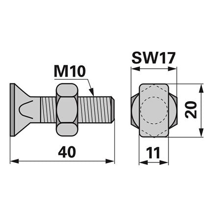 Steyr Rechteckkopfschraube M10 x 35 – Landtechnik Ersatzteil