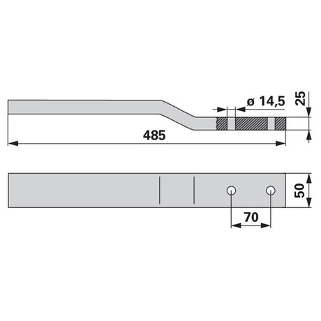 Stiel rechts oder links 485 x 50 x 25 mm – Landtechnik Ersatzteil