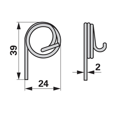 Torsionsfeder AD 24 mm anstelle von Vicon-PZ PZ231 – Kreiselschwader Ersatzteil