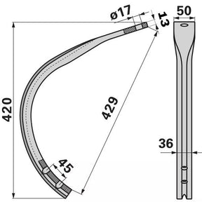 Unterfeder - 50 x 13 mm - Rahmen 80 x 80 mm – Striegel Federn Ersatzteil