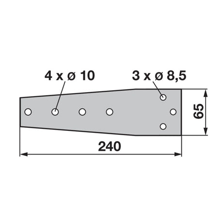 Verbindungsblech L 240 x B 65 mm anstelle von Rasspe RS1802 – Scheibenmähwerk Ersatzteil