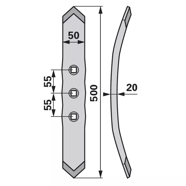 Vorschar - Arbeitsbreite 50 mm – Grubber Schare Ersatzteil