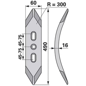 Vorschar - Arbeitsbreite 60 mm - Länge 490 mm – Schare Ersatzteil