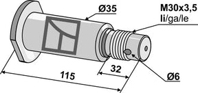 Welle mit Gewinde M30x3,5 - links