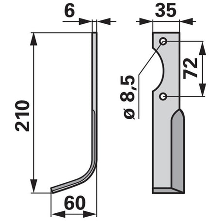 Winkelmesser links zu Casorzo 35 x 6 – Fräsmesser Ersatzteil
