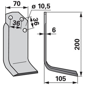 Winkelmesser rechts zu Agria 6039 – Fräsmesser Ersatzteil