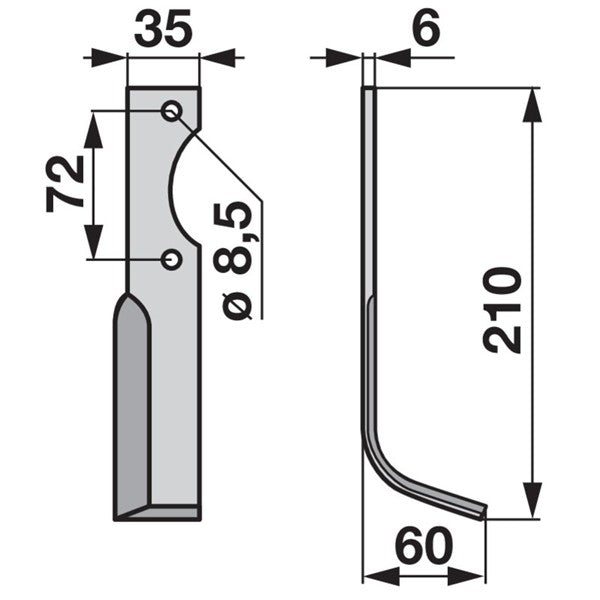Winkelmesser rechts zu Casorzo 35 x 6 – Fräsmesser Ersatzteil