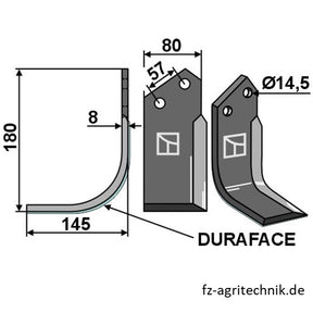 Winkelmesser - Fräsmesser links zu Breviglieri Z1400312 - Duraface – Landtechnik Ersatzteil
