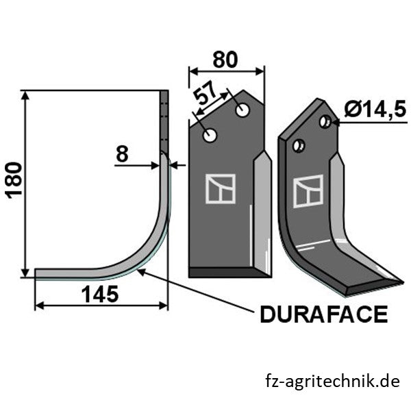 Winkelmesser - Fräsmesser links zu Breviglieri Z1400312 - Duraface – Landtechnik Ersatzteil