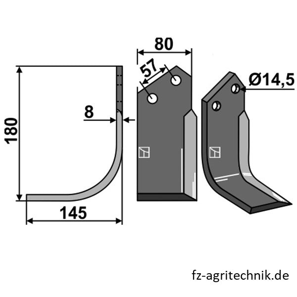 Winkelmesser - Fräsmesser links zu Breviglieri Z1400312 – Landtechnik Ersatzteil