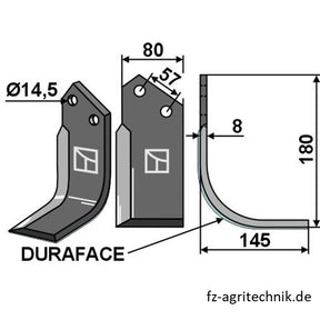 Winkelmesser - Fräsmesser rechts zu Breviglieri Z1400311 - Duraface – Landtechnik Ersatzteil