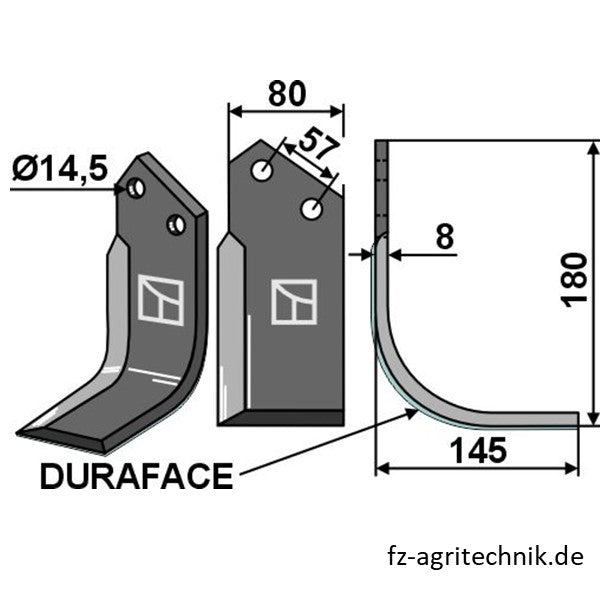 Winkelmesser - Fräsmesser rechts zu Breviglieri Z1400311 - Duraface – Landtechnik Ersatzteil