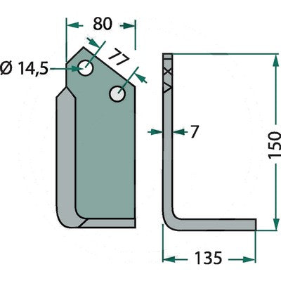 Winkelmesser rechts zu Huard 22543 – Messer für Scheibenmähwerk Ersatzteil