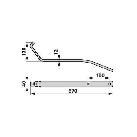 Zinkenarm L 570 mm anstelle von Kuhn 58557710 – Kreiselheuer Ersatzteil