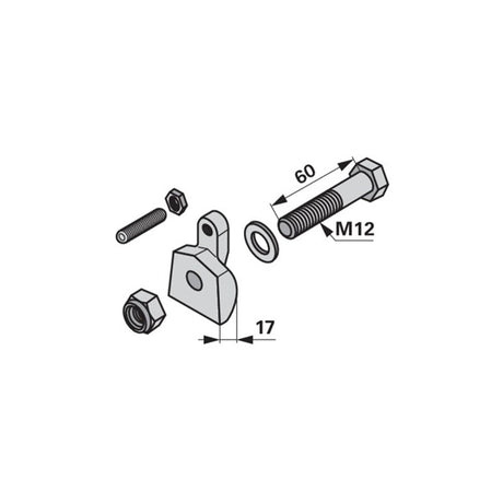 Zinkenhalter 06565744 - M12 x 60 mm - zu Vicon-PZ – Halter für Kreiselheuer Ersatzteil