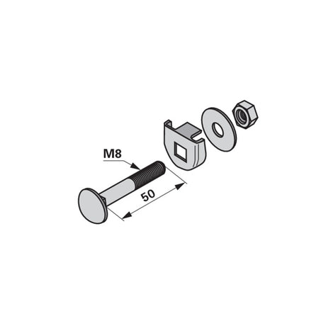 Zinkenhalter 100.05.707.0 - 030.05.11.0 - M8 x 50 mm - zu Landsberg – Halter für Kreiselheuer Ersatzteil