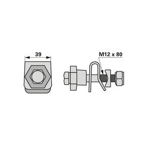 Zinkenhalter 260505.2 - 260504.1 - M12 x 80 mm - zu Krone – Kreiselheuer Ersatzteil
