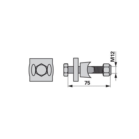 Zinkenhalter 487166 - M12 x 75 mm - zu Fella – Zinken für Kreiselheuer Ersatzteil