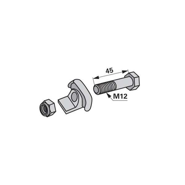 Zinkenhalter 150094 - 487381 - M12 x 45 mm - zu Fella – Landtechnik Ersatzteil