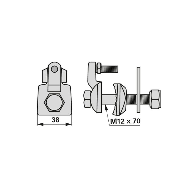 Zinkenhalter 203.70.083.0 - 621.255 - M12 x 70 mm - zu Pöttinger