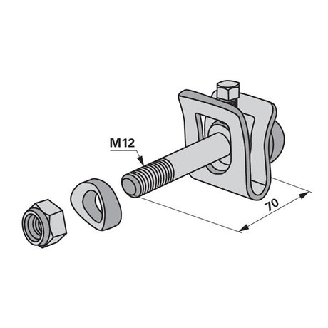 Zinkenhalter 153049.1 - 153032.0 - M12 x 70 mm - zu Krone – Landtechnik Ersatzteil