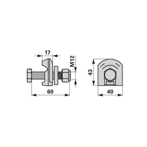 Zinkenhalter - M12 x 60 mm - zu Galfré – Halter für Kreiselschwader Ersatzteil