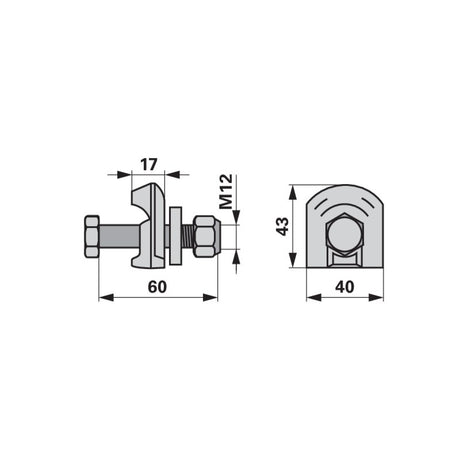 Zinkenhalter - M12 x 60 mm - zu Galfré – Halter für Kreiselschwader Ersatzteil