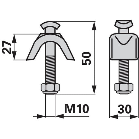 Zinkenhalter MKW10.01.121 - MKW10.01.099 - M10 x 50 mm - zu Reform – Zinken Ersatzteil